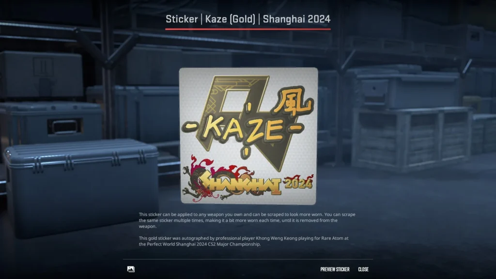 1. Sticker | Kaze (Gold) | Shanghai 2024