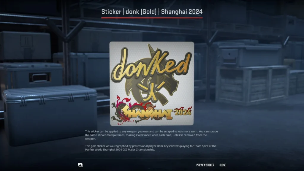 2. Sticker | donk (Gold) | Shanghai 2024