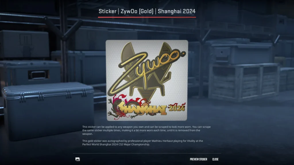 4. Sticker | ZywOo (Gold) | Shanghai 2024