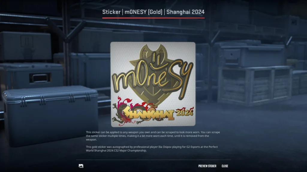 6. Sticker | m0NESY (Gold) | Shanghai 2024