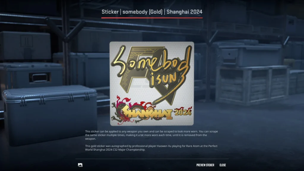 9. Sticker | somebody (Gold) | Shanghai 2024