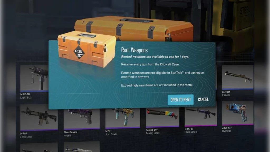 Renting Not Only Skins from Cases, but Also Knives/Gloves