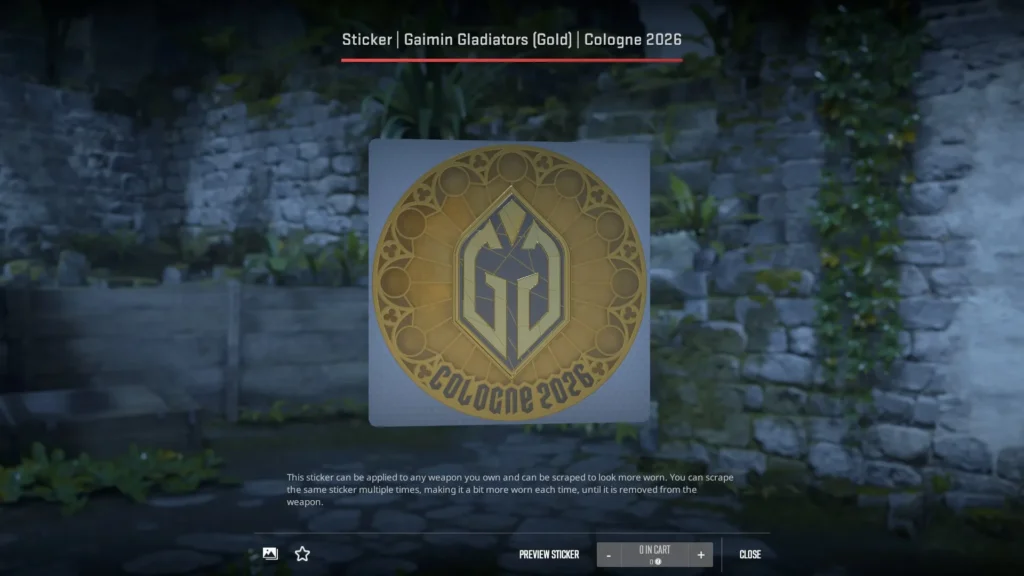 Sticker | Gaimin Gladiators | Cologne 2026 (Gold)